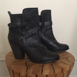 Rag & Bone Black Leather Harrow Booties Size 39.5